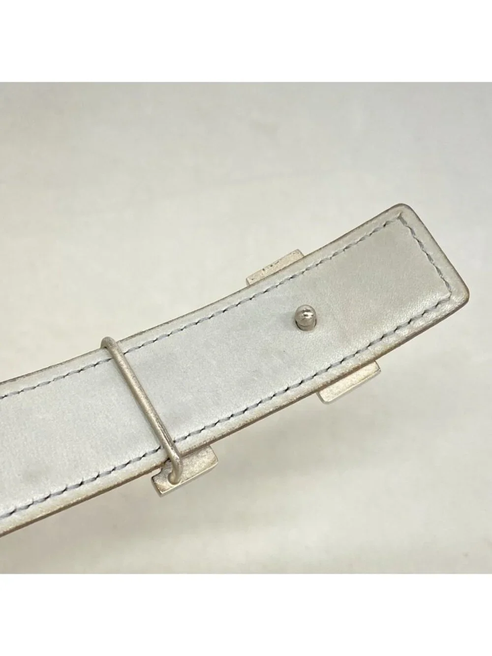 Hermes Belt Constance Box Calf Black Blue Pale Silver